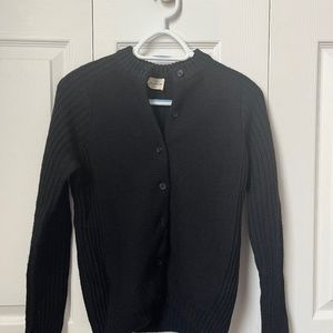 Vintage Country Set 100% wool black ribbed cardigan